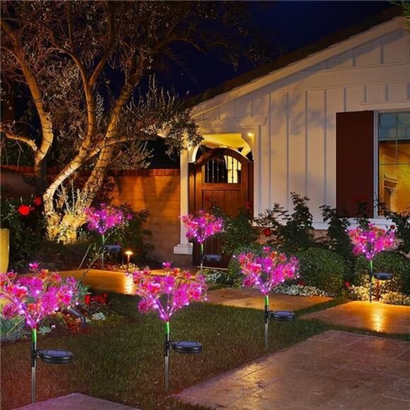 Garden Solar Lights Outdoor Waterproof IP65, 2PK Phalaenopsis Solar Flowers - Picture 6 of 7